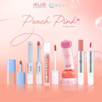 Son 4U2 Cosmetics Thái Lan Tone Peach Pink Pantone Trendy, Son Môi Thuần Chay Màu Hồng Đào Ngọt Ngào