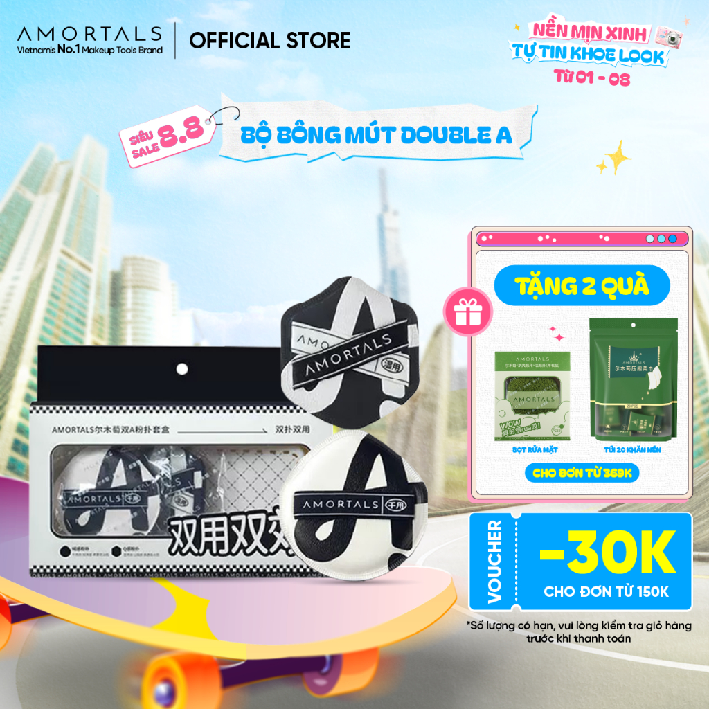 Bông Mút Trang Điểm AMORTALS AA - Tán Nền Cushion, Dùng Khô & Ướt, Kèm Hộp Đựng [BD]