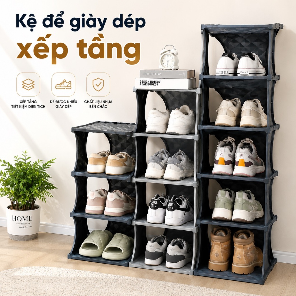 Kệ để giày dép 4/6 tầng Tashuan VNS-288 có thể tháo lắp gấp gọn, kệ giày dép - giá để giày dép
