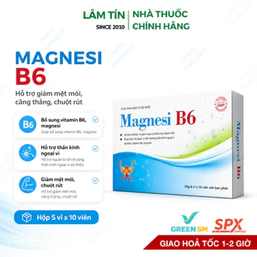 Viên uống bổ sung Magie B6 giúp hỗ trợ cải thiện và giảm nguy cơ thiếu hụt Hộp 50 viên