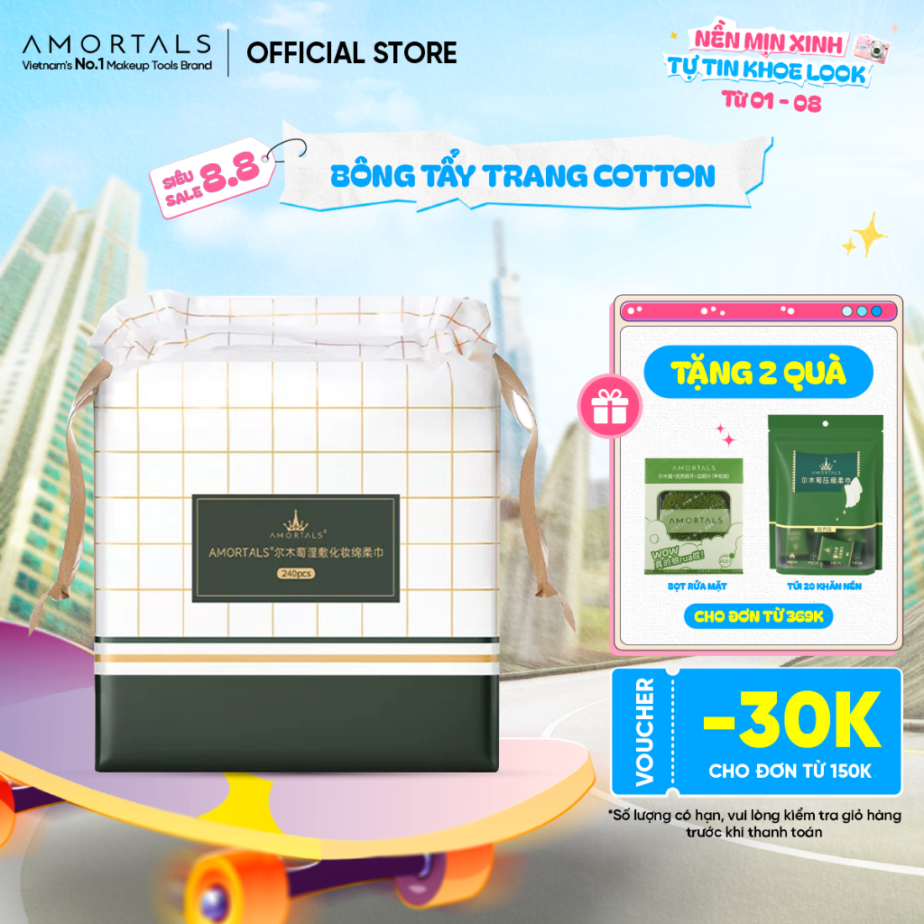 Bông Đắp Toner Amortals, Có Thể Dùng Làm Mặt Nạ, Đắp Lotion, Chất Liệu An Toàn, Không Chứa Chất Huỳnh Quang