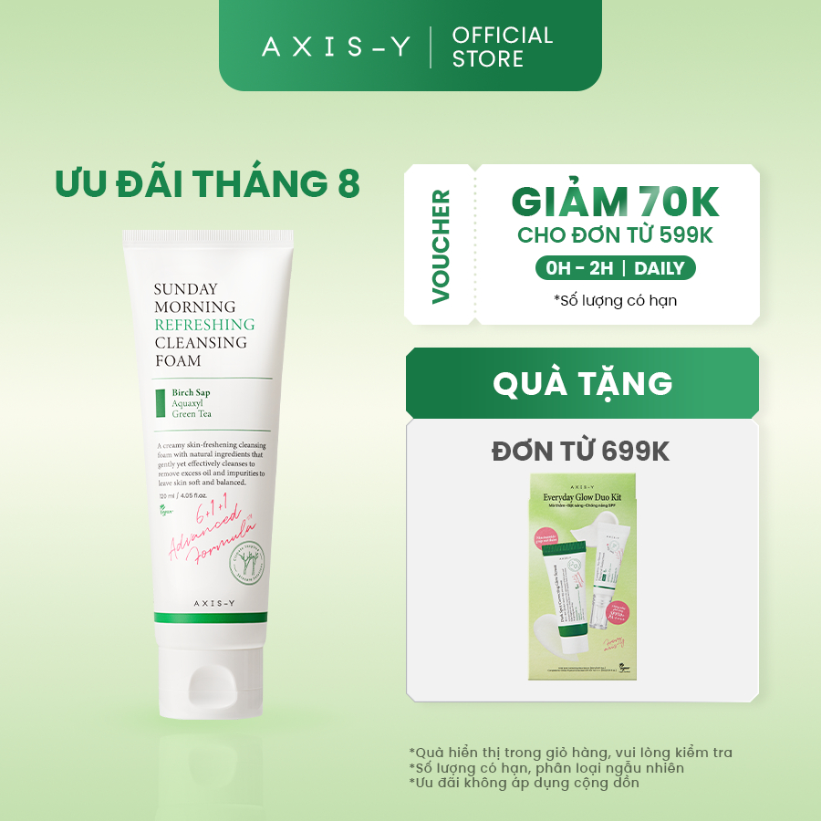 Sữa Rửa Mặt Nhẹ Dịu AXIS-Y Sunday Morning Refreshing Cleansing Foam 120ml