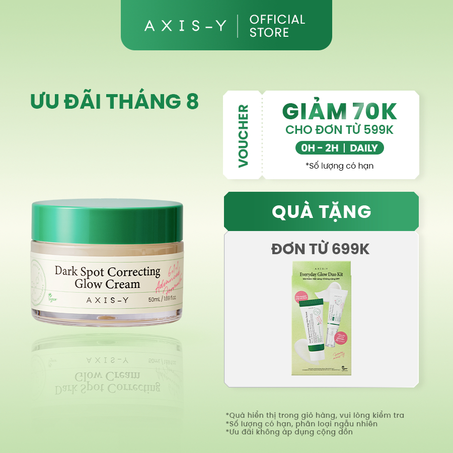 AXIS-Y Kem Dưỡng Mờ Thâm 2% Alpha-Arbutin & 5% Niacinamide – Sáng Da | Dark Spot Correcting Glow Cream 50ml