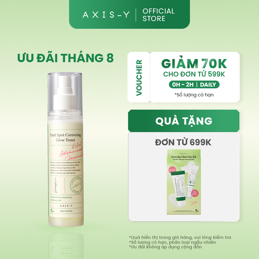 AXIS-Y Toner Nước Cân Bằng Mờ Thâm – Sáng Da 98% Glutathione & 5% Niacinamide | Dark Spot Correcting Glow Toner 125ml