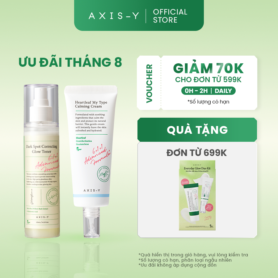 Combo Làm Dịu, Căng Mịn Da Heartleaf My Type Calming Cream & Dark Spot Correcting Glow Toner 5% Niacinamide