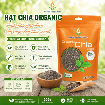Hạt Chia Đen Hữu Cơ Nhập Khẩu Úc Healthy Food & Nuts Organic Chia Seeds Hạt To, Không Tạp Chất, Canxi & Omega-3