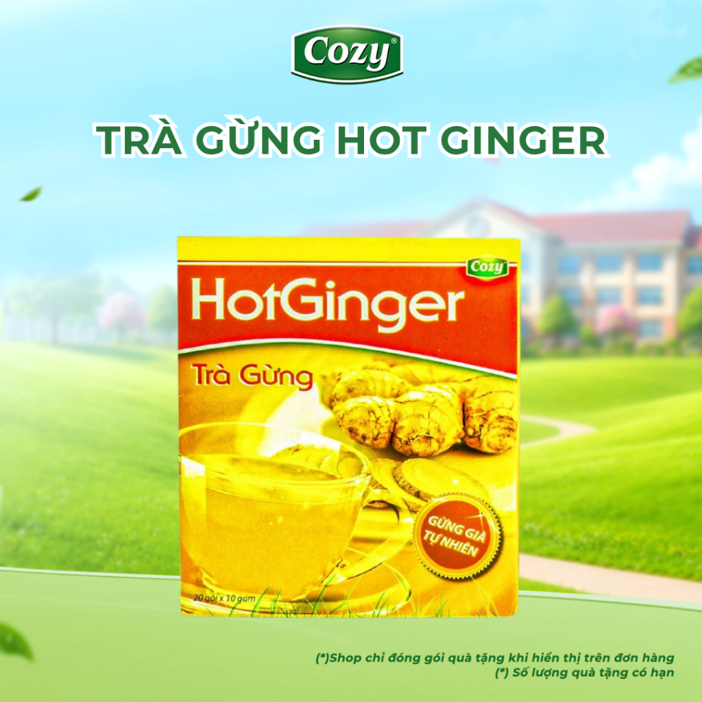 Trà Gừng Cozy Hòa Tan Hot Ginger (200gr – 20gói) Hương Vị Cay Ngọt Hỗ Trợ Làm Ấm Cơ Thể Tăng Cường Hệ Miễn Dịch