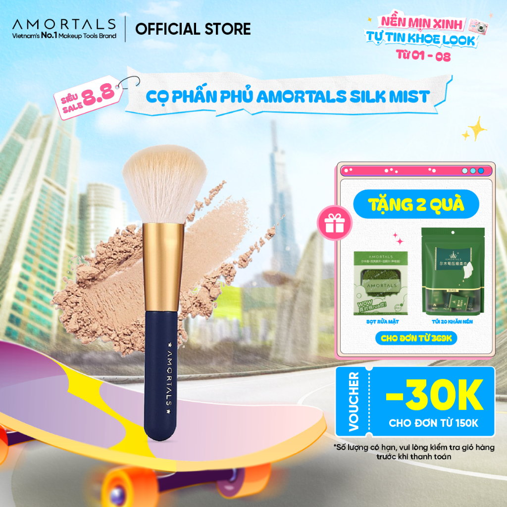Cọ Phủ Phấn AMORTALS Chuyên Dụng, Lông Mềm Mịn, Không Rụng, Tán Đều Tự Nhiên