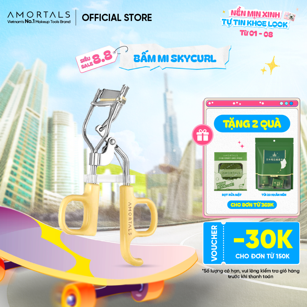 Bấm Mi Sky Curl Amortals Thép Không Gỉ, Giữ Nếp Tốt, Giúp Mi Cong Vút， Thiết Kế Thoải Mái Dễ Dùng-Mút Đệm Dày
