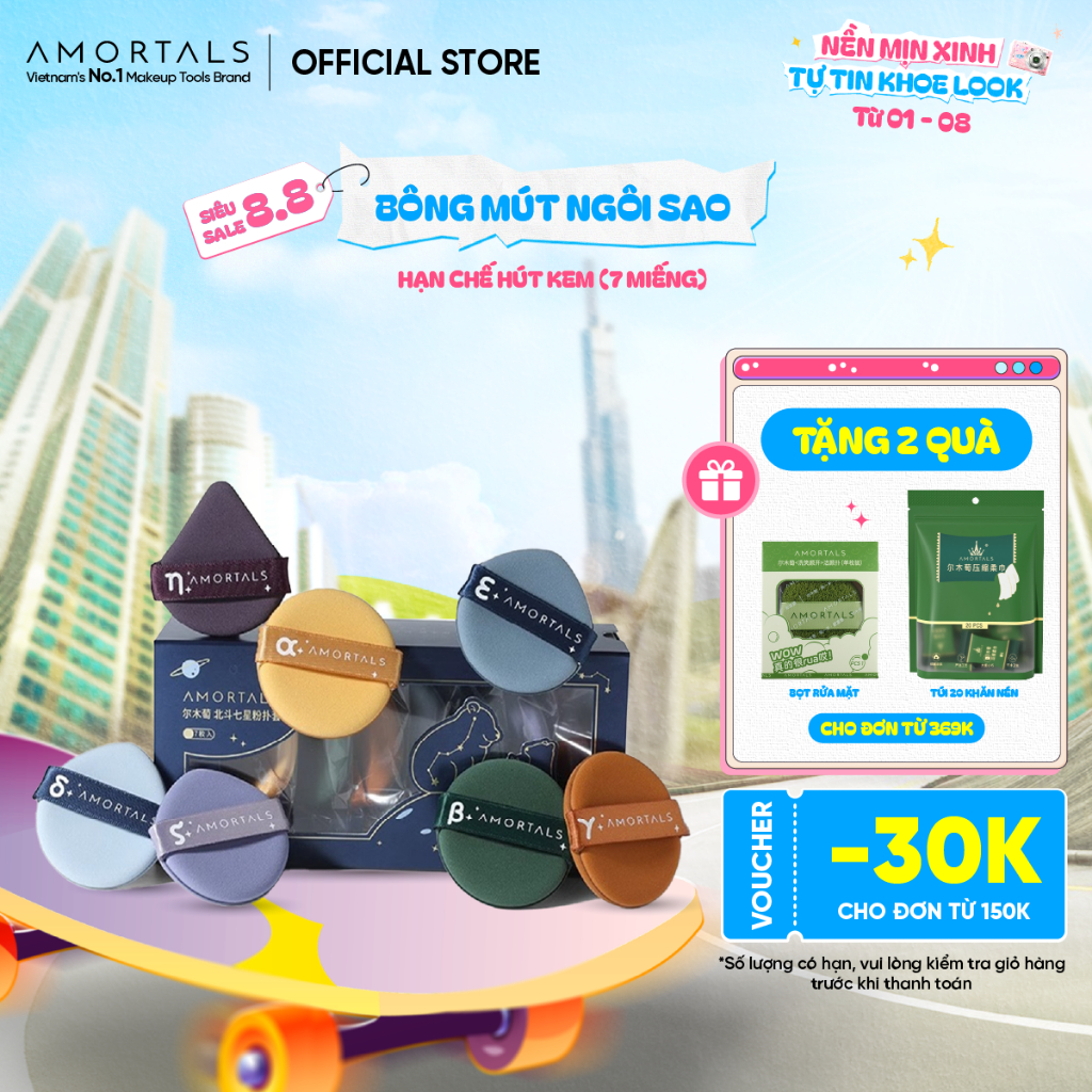 Bộ Mút Trang Điểm AMORTALS Ngôi Sao – Mỏng Nhẹ, Tán Kem Nền Đều Mịn