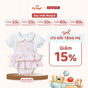 Set yếm và áo La Pomme ngày hội bóng bay - Sợi Bamboo Cotton mềm mại, hỗ trợ kháng khuẩn – Bé gái - 6M - 18M