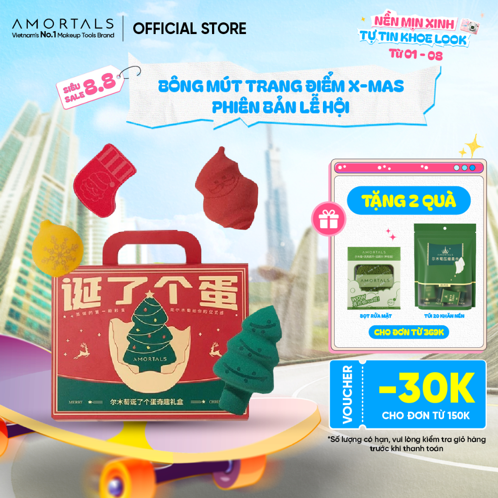 Bông Mút Phiên Bản Giới Hạn Mùa Giáng Sinh Holiday Cao Cấp Amortals Tặng Nước Giặt Mút