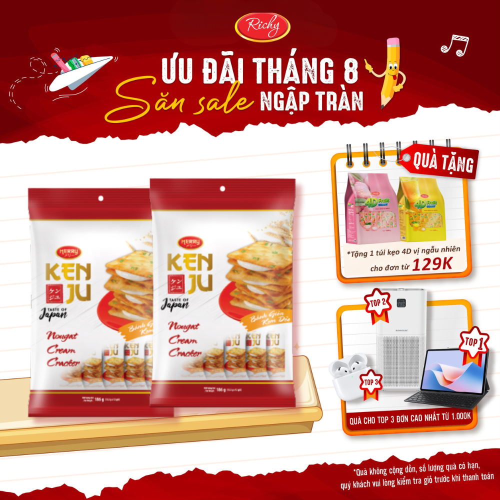 [HỎA TỐC HN] [Tặng Quà Đơn 129k] Bánh Richy Kenju Quy Hành Kem Dẻo Túi 186g Nhân Nougat