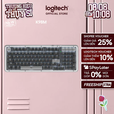 Bàn phím cơ không dây Logitech Alto Keys K98M - Đệm hấp thụ rung động, đèn nền, Bluetooth, Sạc USB-C