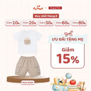 Bộ cộc tay La Pomme lát bánh mì vui nhộn - Sợi Natural Cotton thoáng mát – Bé trai - 9M - 5Y