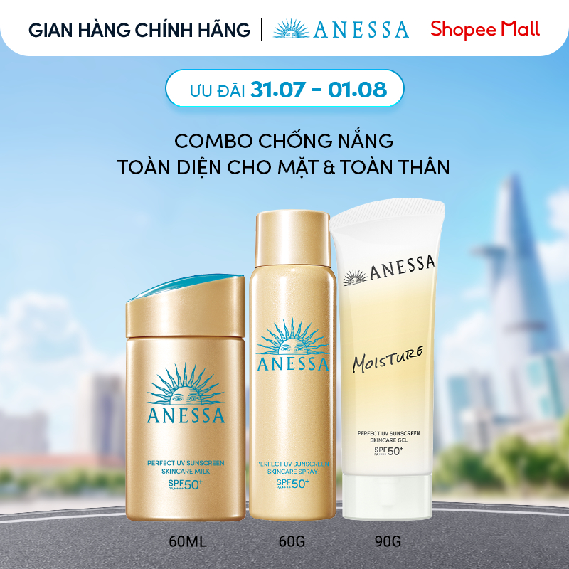 Combo chống nắng toàn diện cho hoạt động ngoài trời Sữa-Gel-Xịt chống nắng bảo vệ trước mọi tác động cho Mặt-Toàn thân