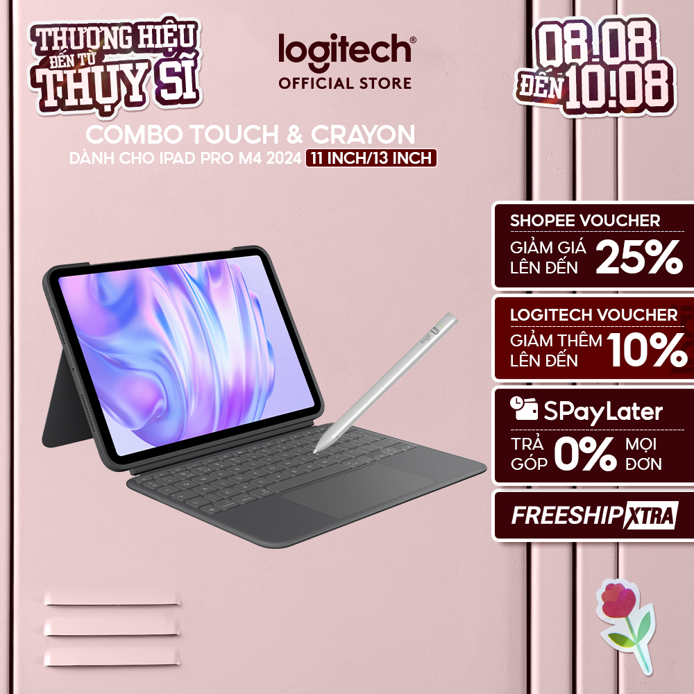 Bao da bàn phím Logitech Combo Touch và bút Crayon