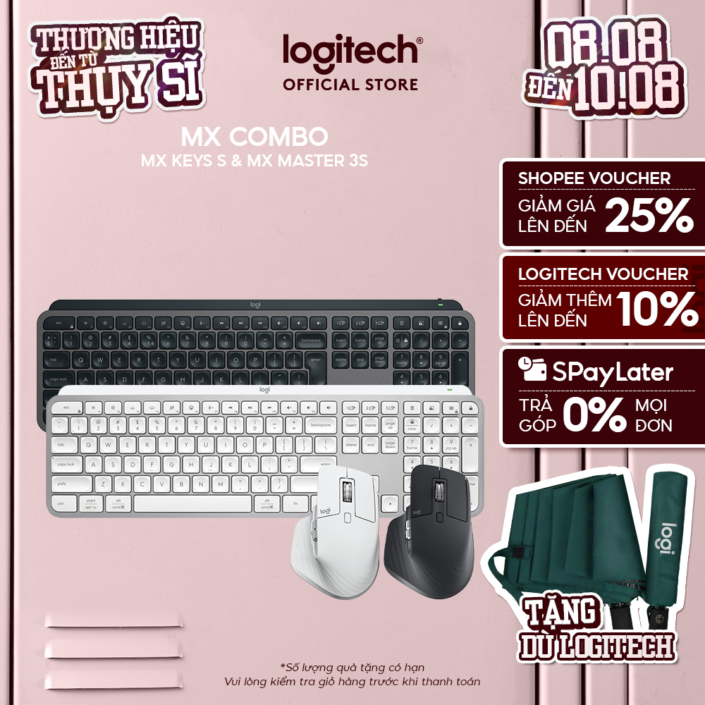 Combo bàn phím Logitech MX Keys S và chuột MX Master 3s