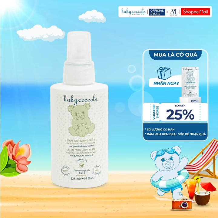 Xịt bảo vệ da Babycoccole 0M+ hỗ trợ xua muỗi cho bé 125ml