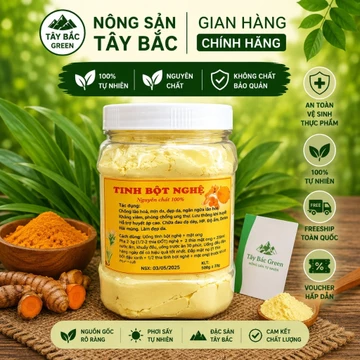 1KG Tinh Bột Nghệ Nguyên Chất Tây Bắc Green | Bột Nghệ Vàng Mịn, Thơm Tự Nhiên, Không Pha Trộn