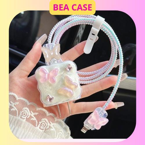 [Hồ Điệp Viền Sóng] Bộ phụ kiện bảo vệ củ sạc và cáp sạc cho iphone PD18/20W bằng silicon cao cấp BEACASE