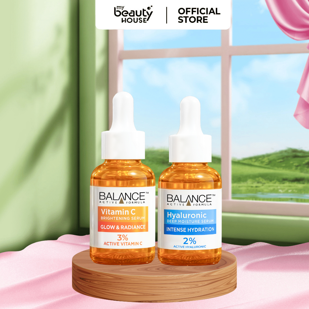 Combo serum dưỡng sáng da, cấp ẩm Balance Vitamin C + Hyaluronic (2x30ml)