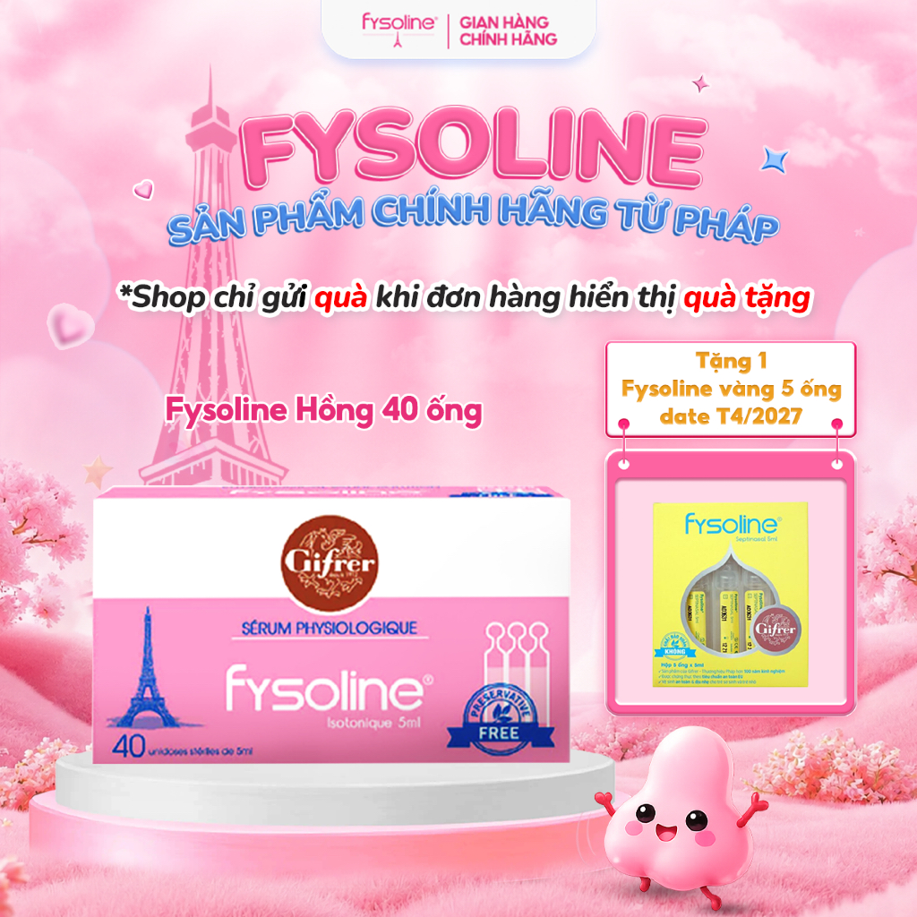 (Date T5.2027) Fysoline - Nước muối sinh lý Pháp - Vệ sinh mắt, mũi, miệng cho bé - Hộp 40 ống x 5ml