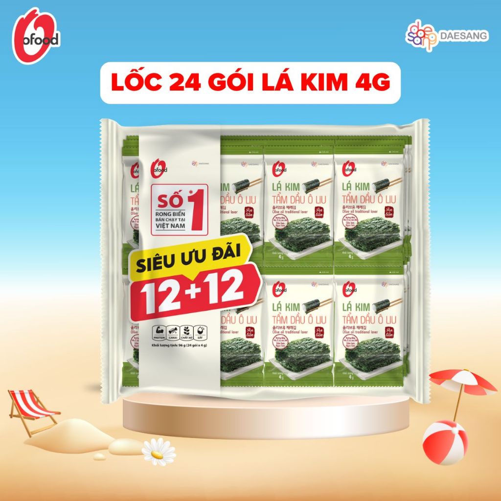 [PHIÊN BẢN 24 GÓI] RONG BIỂN LÁ KIM OLIU O’FOOD 4G – COMBO 12+12
