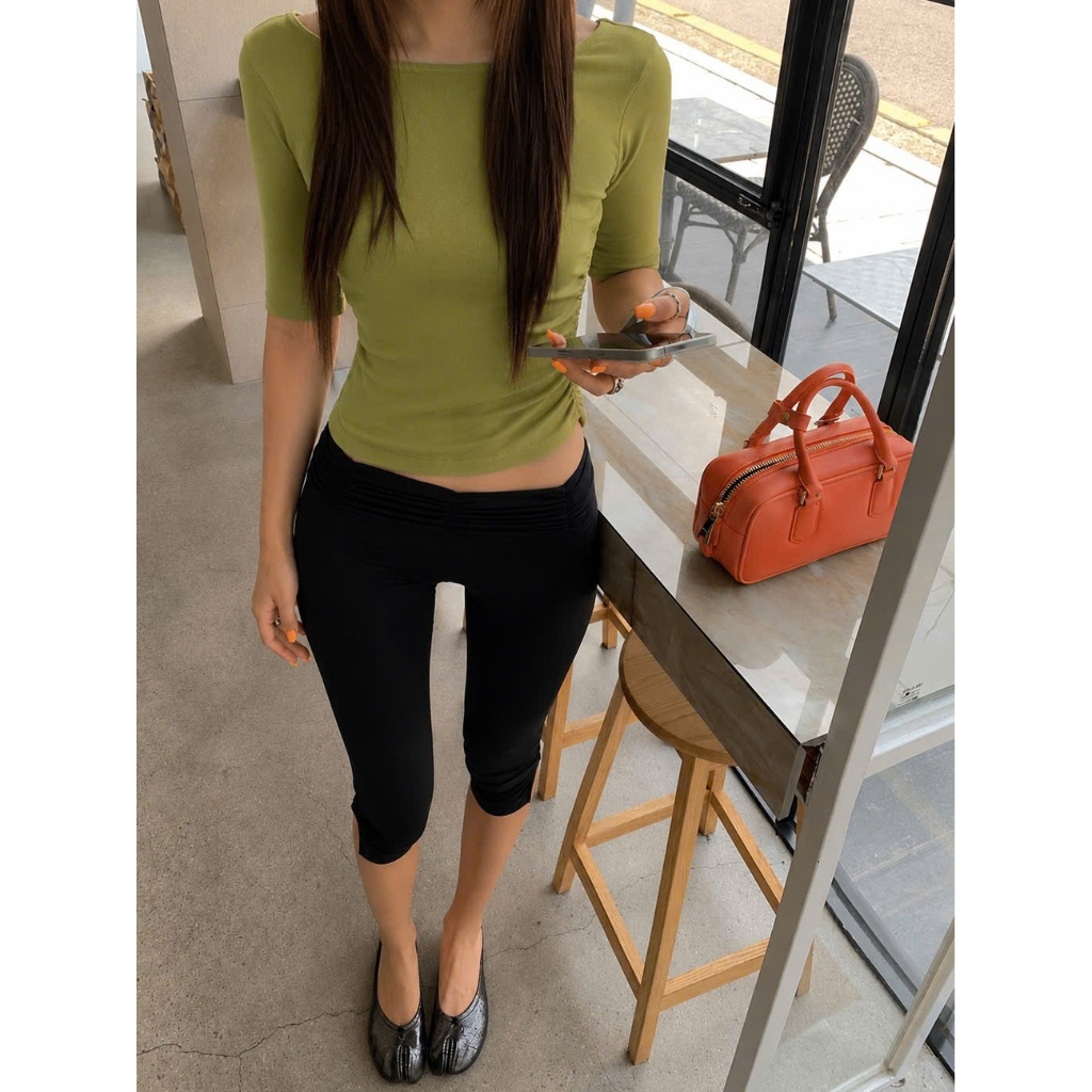 𝐇𝐞𝐥𝐞𝐧 𝐓𝐨𝐩 (Màu Mới) - Áo Tay Lỡ Cổ Thuyền Nhún Eo Một Bên 𝙗𝙮 𝙣𝙤𝙘𝙤.𝙡𝙖𝙗𝙚𝙡 Hack Dáng Phiên Bản Màu Sắc Mới F/W2026 Trendy