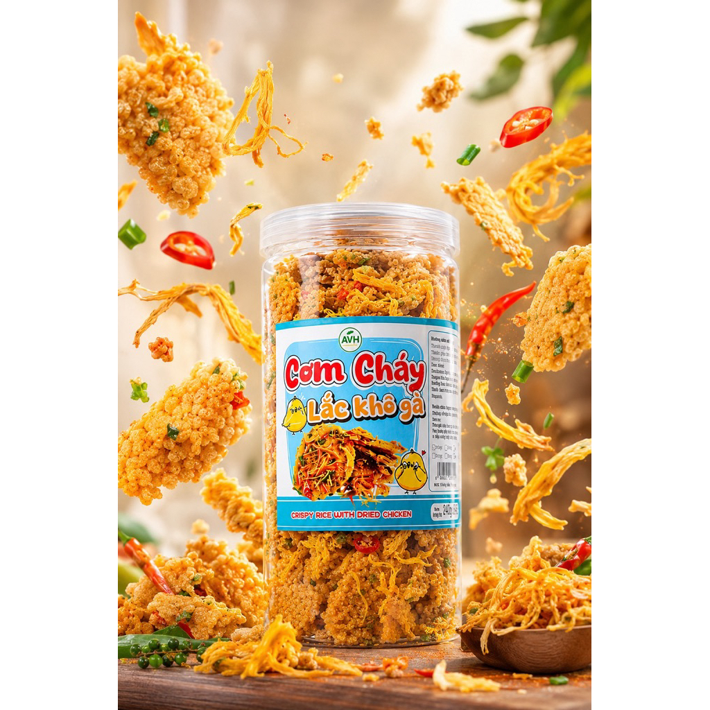 [HŨ VUÔNG 500GR] Cơm Cháy Lắc Khô Gà Giòn Rụm Đậm Vị, Thơm Ngon Hấp Dẫn | BigBuy360 - bigbuy360.vn
