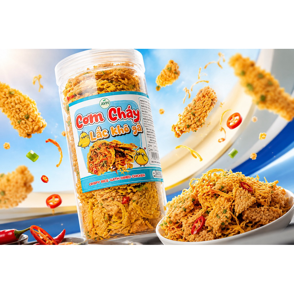 [HŨ VUÔNG 500GR] Cơm Cháy Lắc Khô Gà Giòn Rụm Đậm Vị, Thơm Ngon Hấp Dẫn | BigBuy360 - bigbuy360.vn