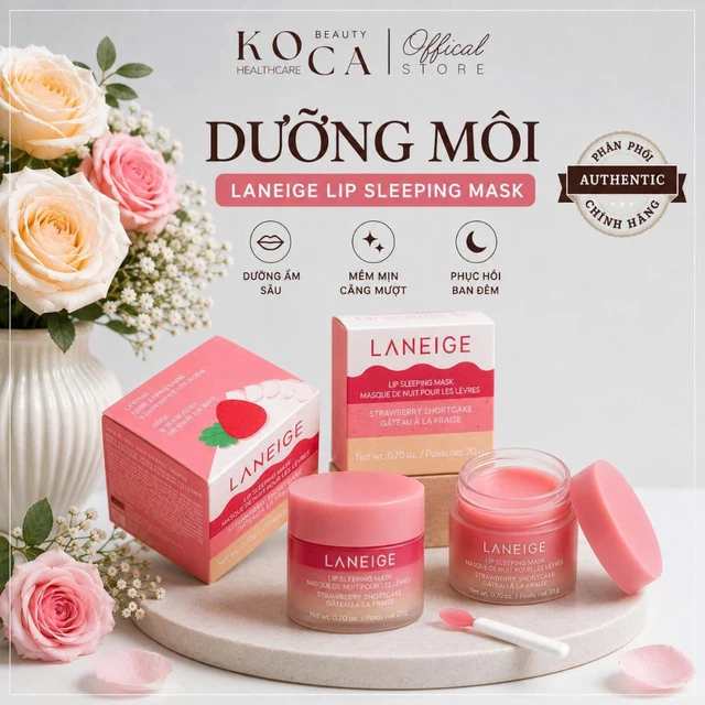 Dưỡng ủ môi Laneige Lip Sleeping Mask - fullsize 20g, 3 tầng mùi, mềm môi, cấp ẩm, tẩy da chết môi