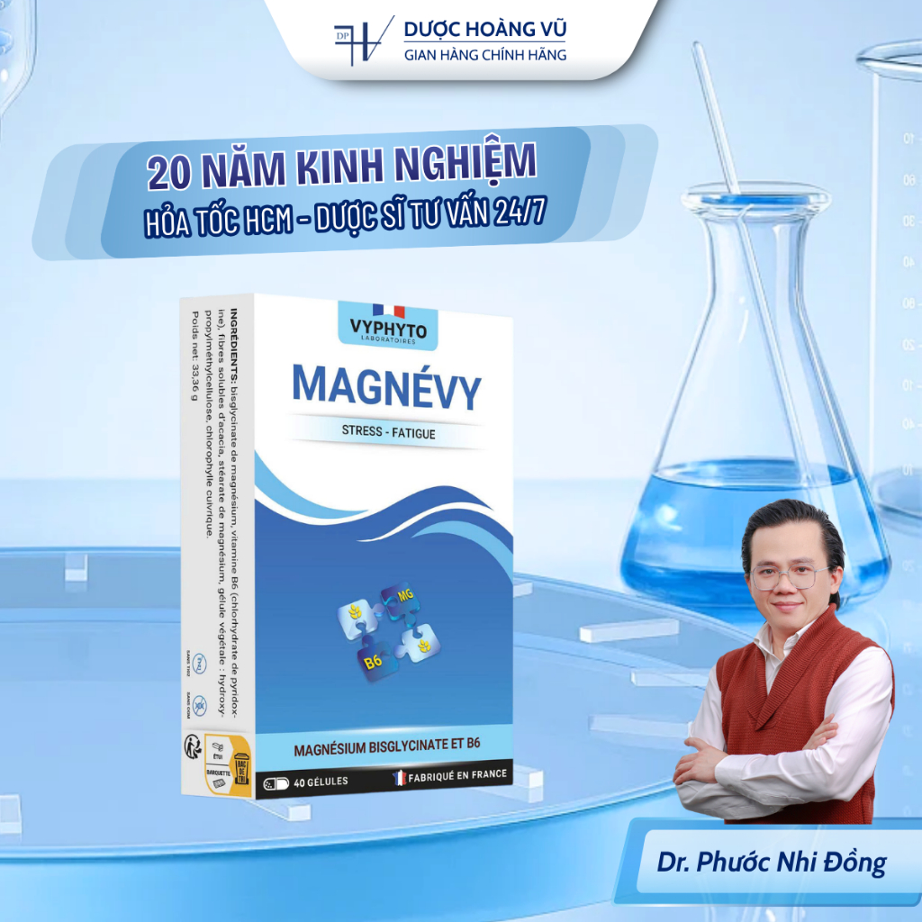 [MAGIE B6 PHÁP ] Magnévy Viên Uống Magie B6 Giảm Mệt Mỏi Căng Thẳng Hỗ Trợ Hệ Thần Kinh Hộp 40 viên