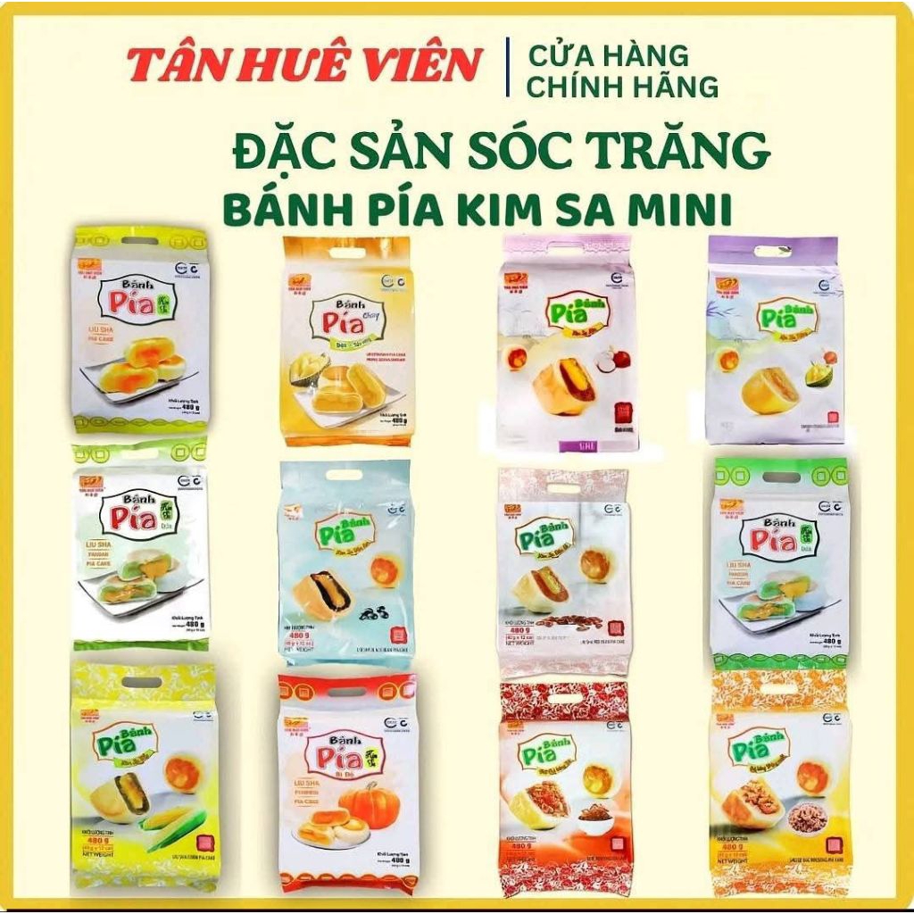Sip nhanh)Bánh pía 17 vị kim sa mini Tân Huê Viên gói 12 cái 480g