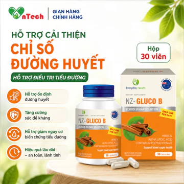 Viên uống tiểu đường Everyday health NZ-Gluco B giúp giảm đường huyết ngăn nguy cơ biến chứng tiểu đường hộp 30 viên