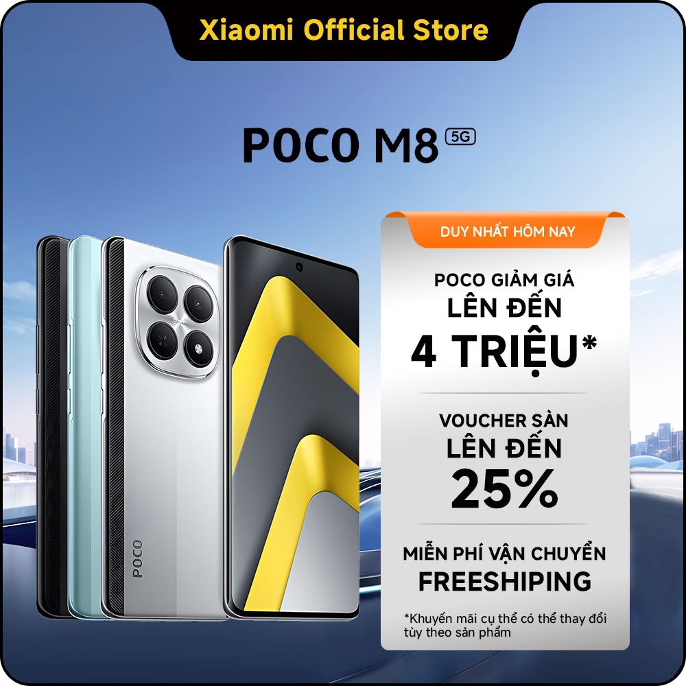 Điện thoại thông minh POCO M8 5G (8+256GB | 8+512GB)|Thiết kế cong 3D thanh mảnh chỉ 7.35mm|Màn hình Flow AMOLED 6.77" 1