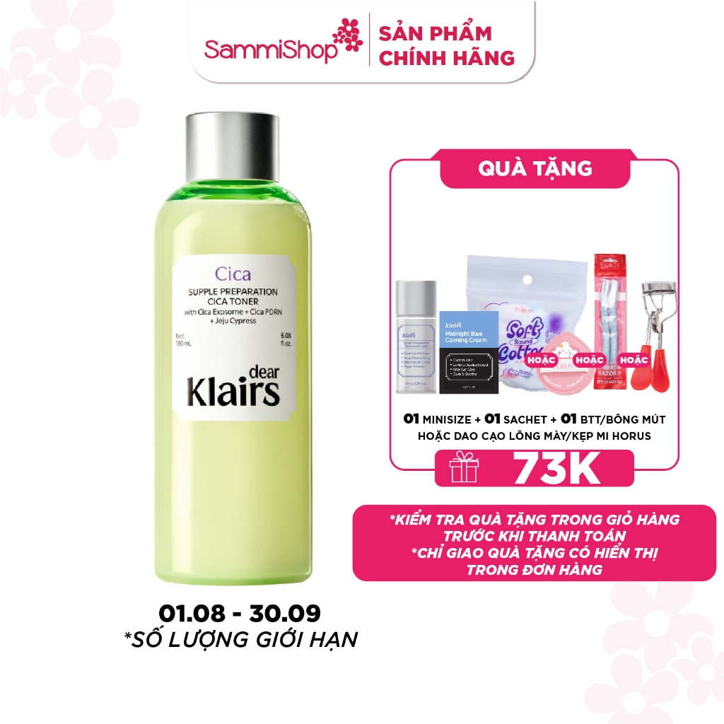 Dear Klairs Nước hoa hồng Supple Preparation Cica Toner 180ml