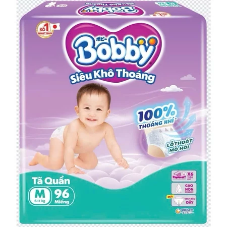 Tã/Bỉm quần Bobby Ultra M96/L88?XL74/XXL68 cho bé từ 6-23kg