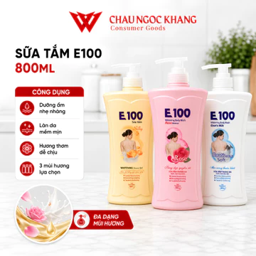 Sữa Tắm Trắng Da E100 800ml Sữa Tắm Hoa Hồng, Sữa Dê Trắng, Hoa Hồng Vàng Silky Làm Sạch Dưỡng Ẩm Da