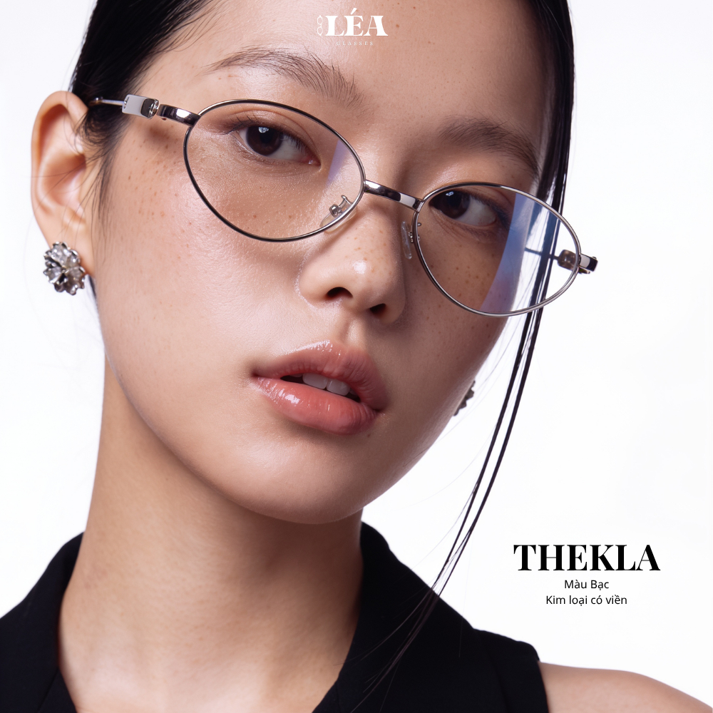 [LÉA GLASSES] Kính mắt Oval Kim Loại chuyên lắp cận THEKLA (CẢI TIẾN ĐỆM TAI SILICON GIÚP ÊM TAI)