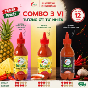 [KHÔNG CBQ] Combo 3 Vị: Natural Tương Ớt ChiliCa 255g, Natural Tương Ớt Dứa 255g, Natural Tương Ớt Dứa Chua Ngọt 255g