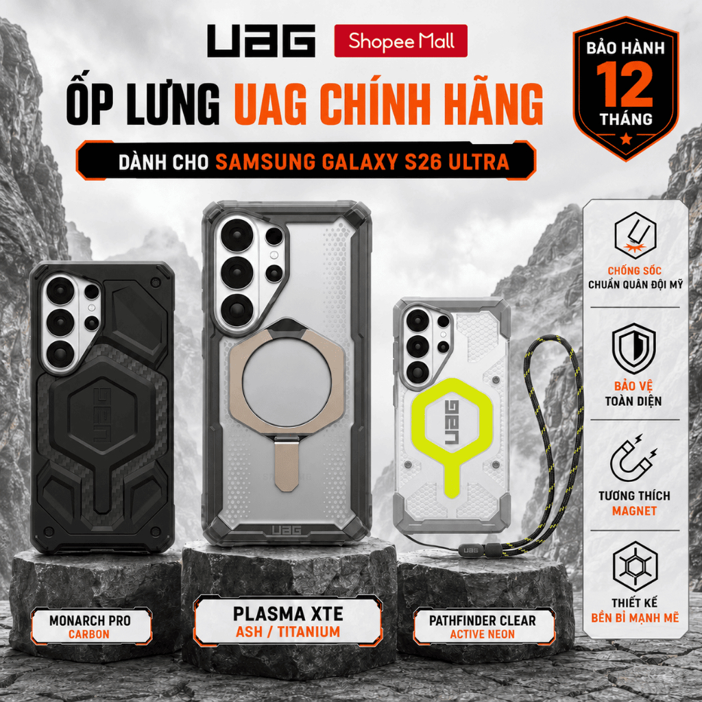 [Dành Cho SAMSUNG S26 ULTRA] Ốp Lưng UAG Chống Sốc Chuẩn Quân Đội, Hỗ Trợ Sạc Từ Tính - Bảo Hành Chính Hãng