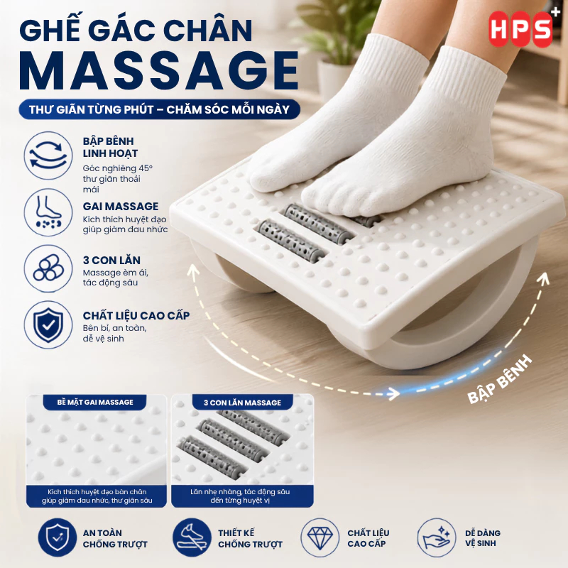 Ghế gác chân massage HPS Ghế kê chân Công Thái Học cho dân văn phòng, sinh viên, Ghế gaming mát xa thư giãn, giảm stress | BigBuy360 - bigbuy360.vn