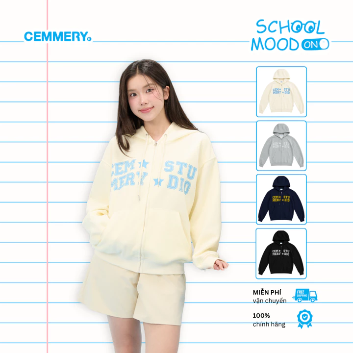 Áo Khoác CEMMERY Local Brand Chính Hãng Rookie Hoodie Zip Vải Nỉ PC 2 Da Form Regular 4 Màu