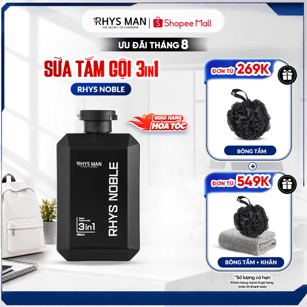 Sữa tắm gội nam 3in1 Rhys Man Rhys Noble 350ml - chai sản phẩm chính