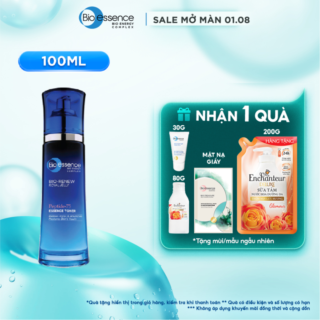 Nước cân bằng dưỡng da BioEssence BioRenew Nourishing Toner tinh chất sữa ong chúa 100ml