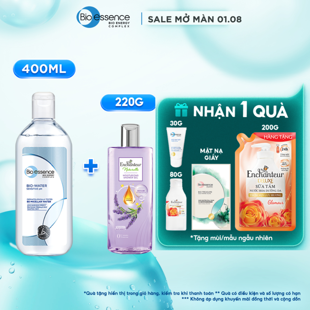 Nước tẩy trang ẩm mượt mịn màng phù hợp cho da nhạy cảm Bio-Essence BioWater Micellar 400ml