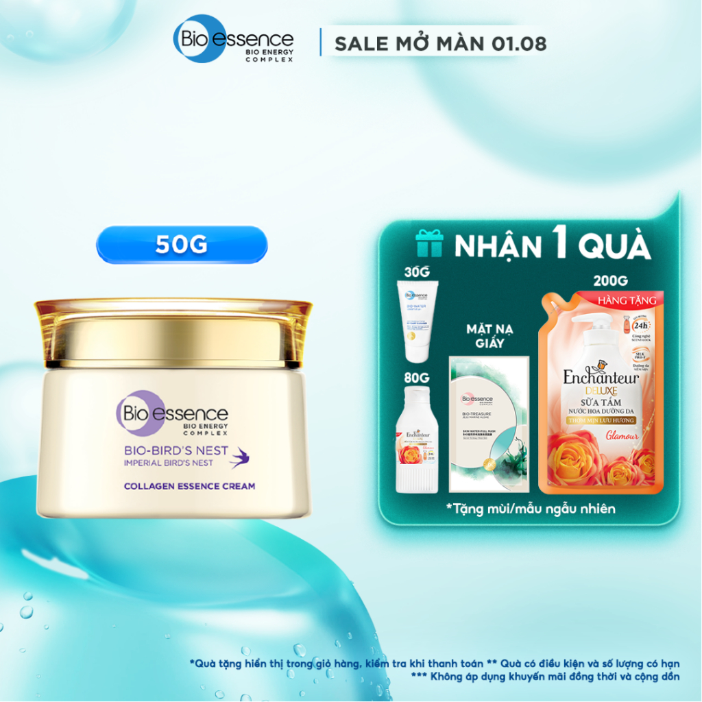 Kem dưỡng da tươi sáng căng mọng Bio-Essence Bio-Bird's Nest Collagen Essence Cream 50GR