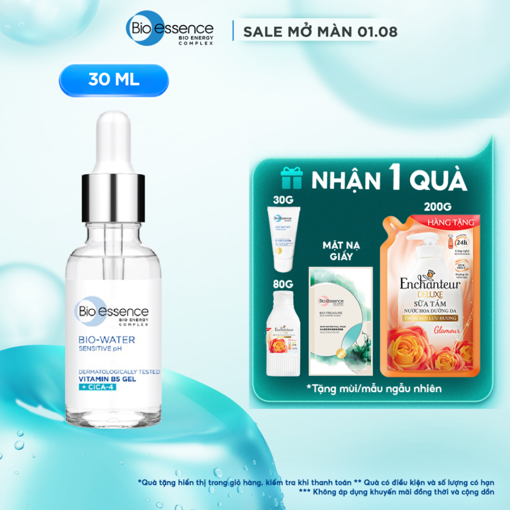 Tinh chất serum dưỡng ẩm, phục hồi chuyên sâu cho da Bio-essence Bio gel Vitamin B5 Cica-4 30ml