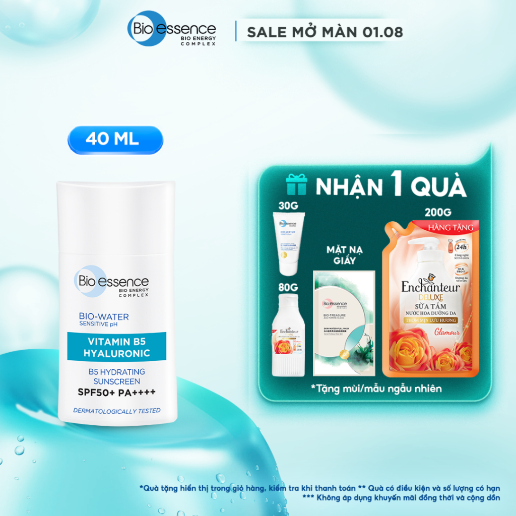Kem chống nắng Bio-Essence SPF50+ PA++++ 40ml (Dưỡng Ẩm/ Dưỡng Trắng)- Mỏng Nhẹ Không Nhờn Dính
